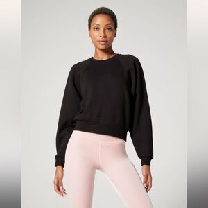 NWT Wear It To Heart Women’s Black Casual Cropped Crewneck Sweatshirt X-Small